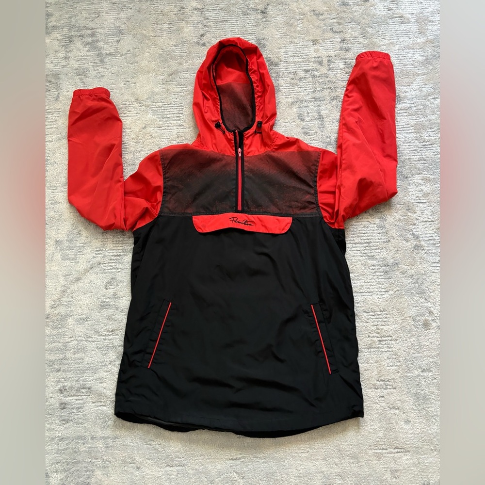 Men’s Primitive Red & Black Hoodie Jacket (Windbreaker) Size S